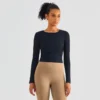 Women's Ribbed Long Sleeve Gym Shirt - Image 3