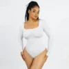 Seamless Tummy Control Long Sleeve Thong Bodysuit